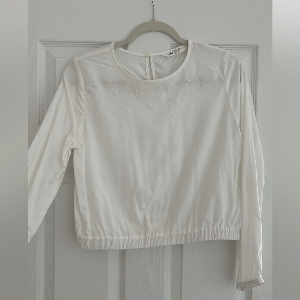 H&M White Blouse with Pearls Girls 13-14Y